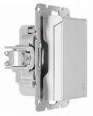Insert priza cu pin PE, capac prot, cl.el, argintiu