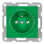 Insert priza, cu pin PE, protectie cleme cu surub, verde