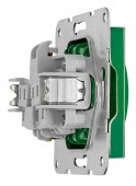 Insert priza, cu pin PE, protectie cleme cu surub, verde