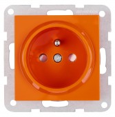 Insert priza, cu pin PE, protectie cleme elastice, portocali