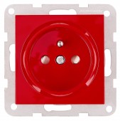 Insert priza, cu pin PE, protectie cleme elastice, rosu