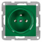 Insert priza, cu pin PE, protectie cleme elastice, verde