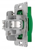 Insert priza, cu pin PE, protectie cleme elastice, verde