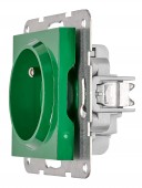 Insert priza, cu pin PE, protectie cleme elastice, verde