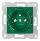 Insert priza, cu pin PE, protectie, cleme elastice,verde