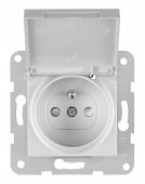 Insert priza cu pin PE si capac prot., cl.el, argintiu