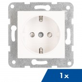 Insert priza, cu protectie, cleme elastice, alb