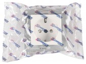 Insert priza, cu protectie, cleme elastice, alb