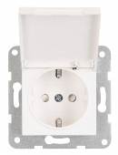 Insert priza, cu protectie,cu capac, cleme elastice, alb