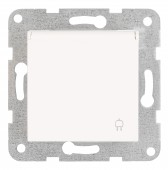 Insert priza, cu protectie,cu capac, cleme surub, alb