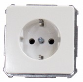 Insert priza ST cu PE, conex. elastica, alb-perla