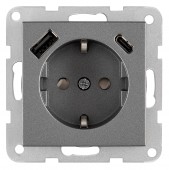 Insert priza USB A+C, 3A, antracit