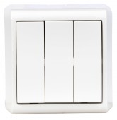 Intrerupator 3 poli, 10A, PT, cleme cu surub, IP20, alb