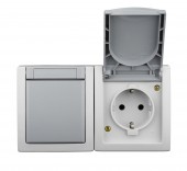 Intrerupator cap-scara+priza PE capac, 16A, m oriz,PT,IP54