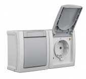 Intrerupator cap-scara+priza PE capac, 16A, m oriz,PT,IP54