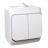 Intrerupator dublu aplicat 10A IP44 alb Cedar - SCHNEIDER | WDE000550