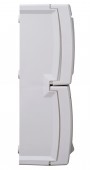 Intrerupator dublu+priza cu PE si capac, montaj vert, IP54