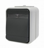 Intrerupator simplu cu bec IP44, gri/gri