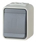 Intrerupator simplu IP44, gri/gri