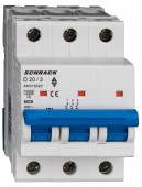Intreruptor automat modular (MCB) AMPARO 10kA, D 20A, 3 poli