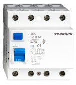 Intreruptor diferential AMPARO (10kA), 25A, 4-poli, 100mA