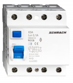 Intreruptor diferential AMPARO (10kA), 63A, 4-poli, 100mA