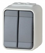 Intreruptor dublu IP44, gri