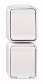 Intreruptor simplu+priza cu PE+capac IP44, gri/gri