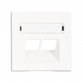 Masca 2*RJ45,cu fereastra de etichetare, alba