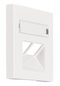 Masca 2*RJ45,cu fereastra de etichetare, alba