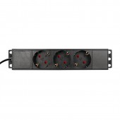 PDU 10, 3x Schuko, 1U, cablu 2m, Negru, ALU