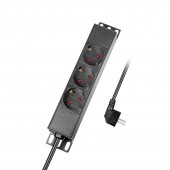 PDU 10, 3x Schuko, 1U, cablu 2m, Negru, ALU