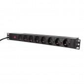 PDU 19, 8x Schuko, 1U, cablu 3m cu C14, negru