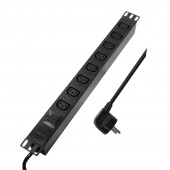 PDU 19,8xIEC C13,Profil ALU 1U, cablu 2m,con. SCHUKO, Negru