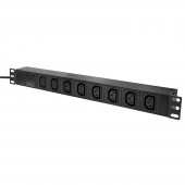 PDU 19,8xIEC C13,Profil ALU 1U, cablu 2m,con. SCHUKO, Negru