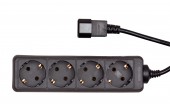 PDU pentru UPS, 4 x Schuko, 10A, cablu 1.1m  C14, negru