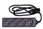 PDU pentru UPS, 4 x Schuko, 10A, cablu 1.1m  C14, negru