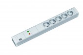 PDU19' 5xSchuko Alb, 2 m fisa Schuko, AL,prot., filtru