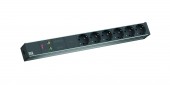 PDU19' 6xSchuko, 2 m fisa Schuko, AL - Negru,prot.,Filtru