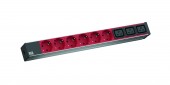 PDU19' 6XSchuko+3XC19, 2m fisa C20 si AL- Negru-prize Rosii