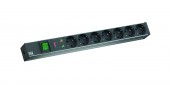PDU19' 7xSchuko, 2 m fisa Schuko, AL- Negru, intr.,prot.