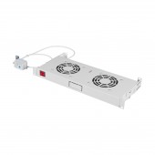 Placa 19” cu 2 ventilatoare, 1U, termostat analogic, RAL7035
