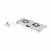 Placa 19” cu 2 ventilatoare, 1U, termostat analogic, RAL7035