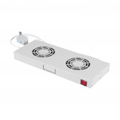 Placa 19” cu 2 ventilatoare, 1U, termostat analogic, RAL7035