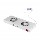 Placa 19” cu 2 ventilatoare, 1U, termostat analogic, RAL7035