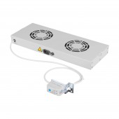 Placa 19” cu 2 ventilatoare, 1U, termostat analogic, RAL7035