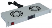 Placa 19” cu 2 ventilatoare, 1U, termostat digital, RAL7035