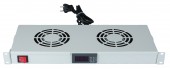 Placa 19” cu 2 ventilatoare, 1U, termostat digital, RAL7035