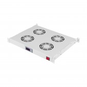 Placa 19” cu 4 ventilatoare, 1U, termostat digital, RAL7035