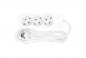 Power strip 3-way, 1,5m cable, white